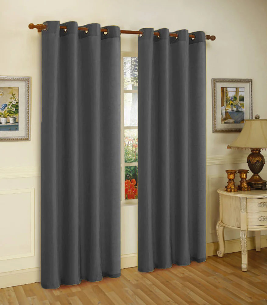 Melanie Faux Silk Grommet Window Panel, Charcoal, 55x63 Inches - Image 2