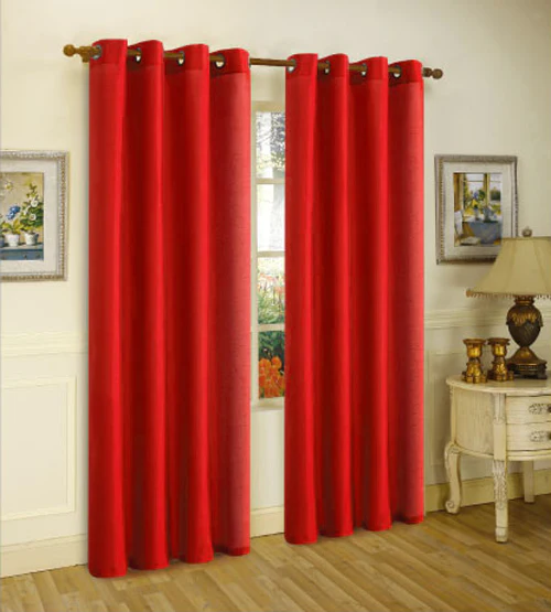 Melanie Faux Silk Grommet Window Panel, Red, 55x63 Inches
