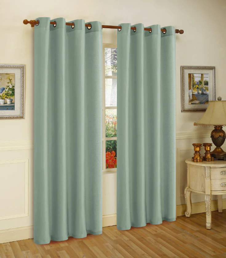 Melanie Faux Silk Grommet Window Panel, Sage, 55x63 Inches