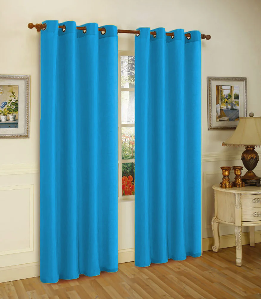 Melanie Faux Silk Grommet Window Panel, Turquoise, 55x63 Inches - Image 2