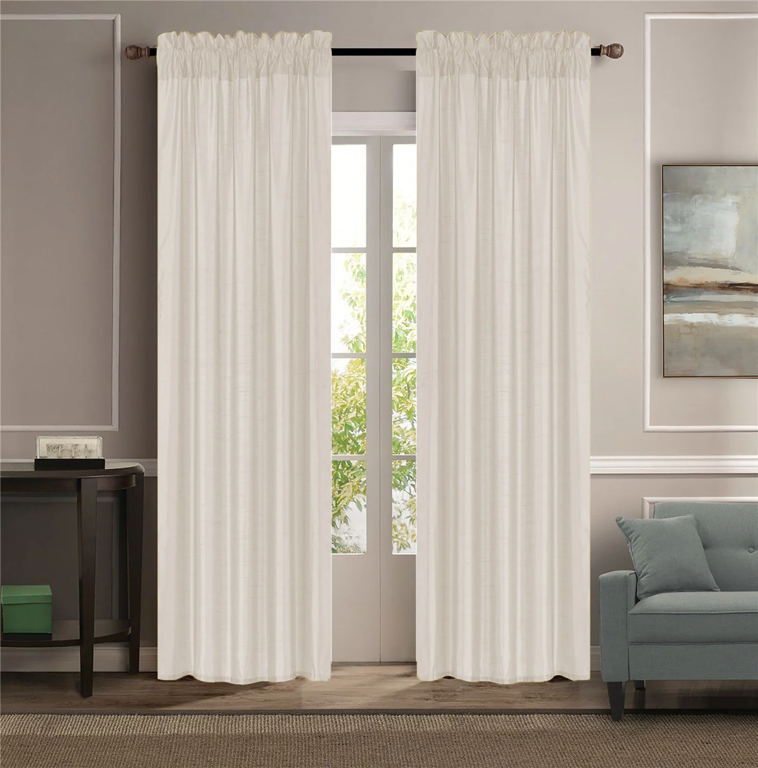 Melanie Faux Silk Rod Pocket Window Panel, 55x84 Inches - Image 17