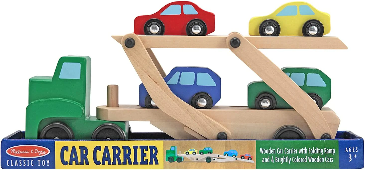 Melissa & Doug Car Carrier Truck and Cars Wooden Toy Set - Image 2