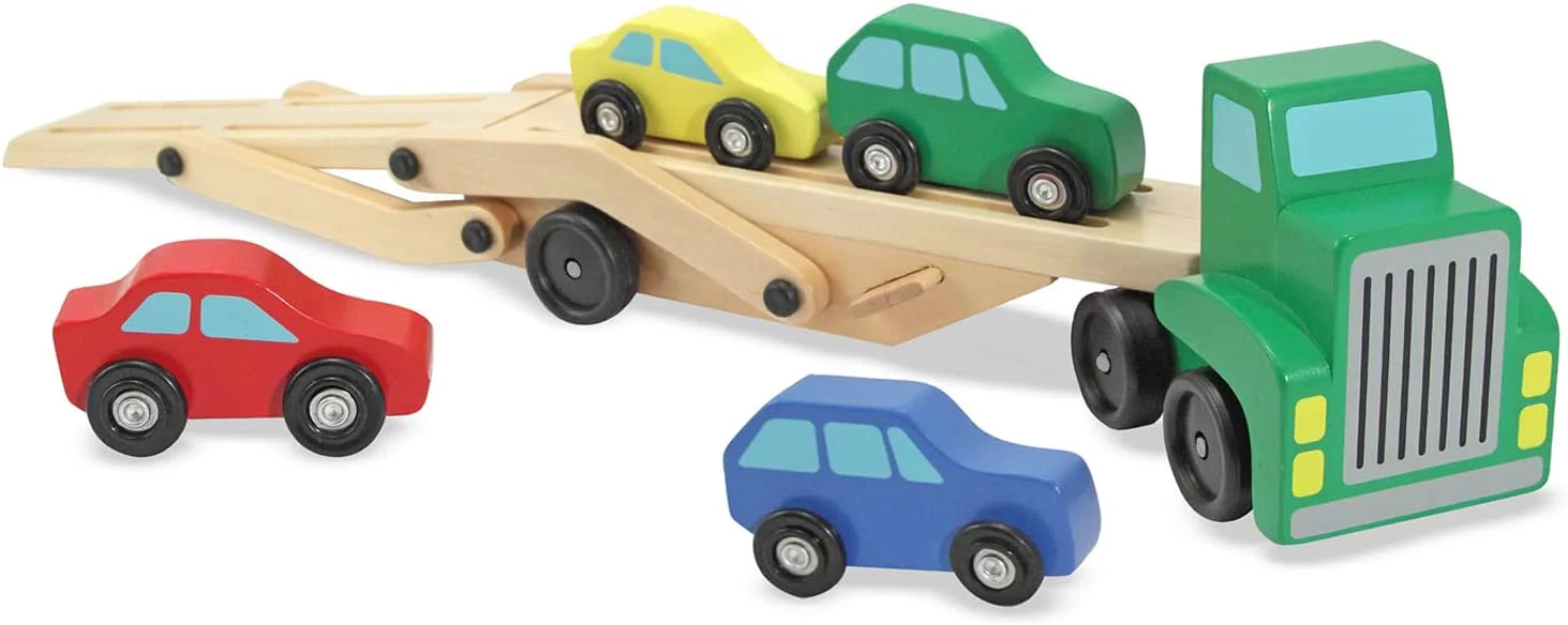 Melissa & Doug Car Carrier Truck and Cars Wooden Toy Set - Image 3