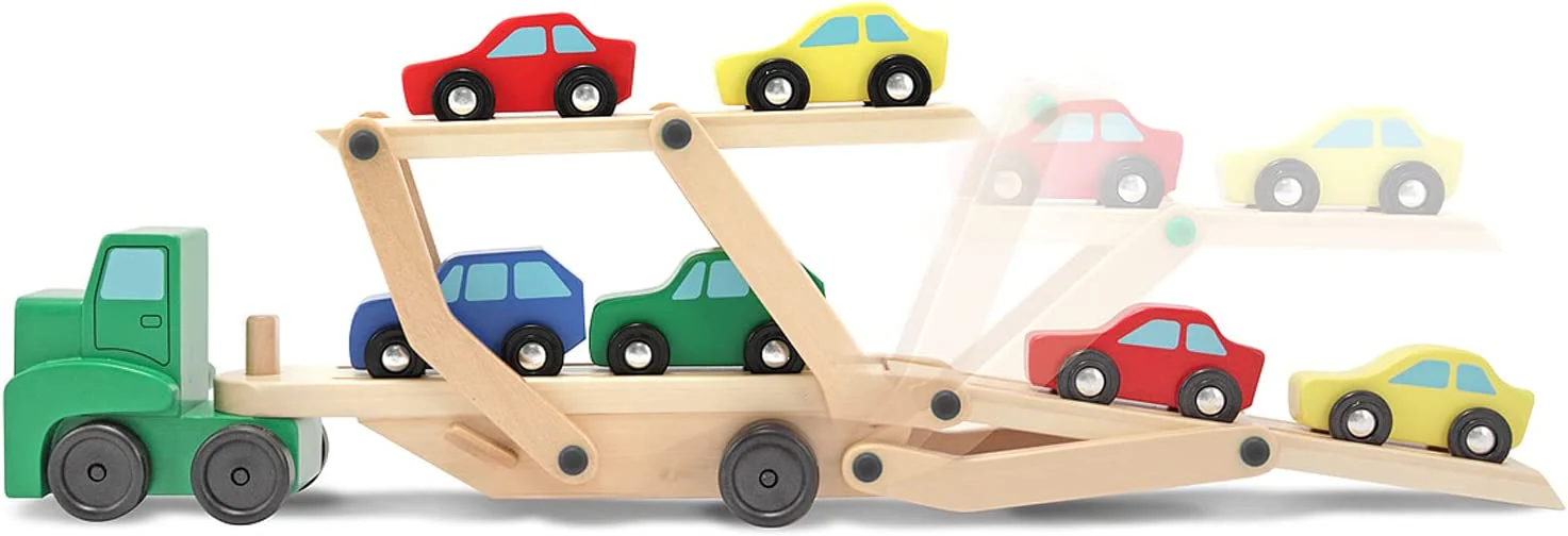 Melissa & Doug Car Carrier Truck and Cars Wooden Toy Set - Image 4