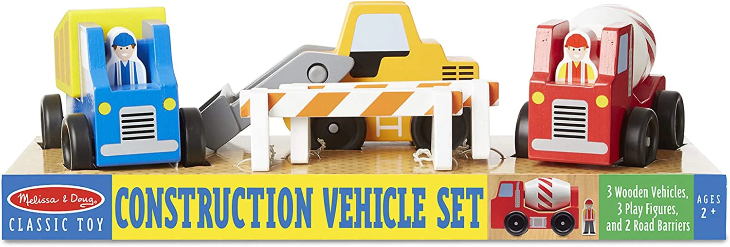 Melissa & Doug Construction Vehicle Wooden Play Set, 8 Pieces - Image 4
