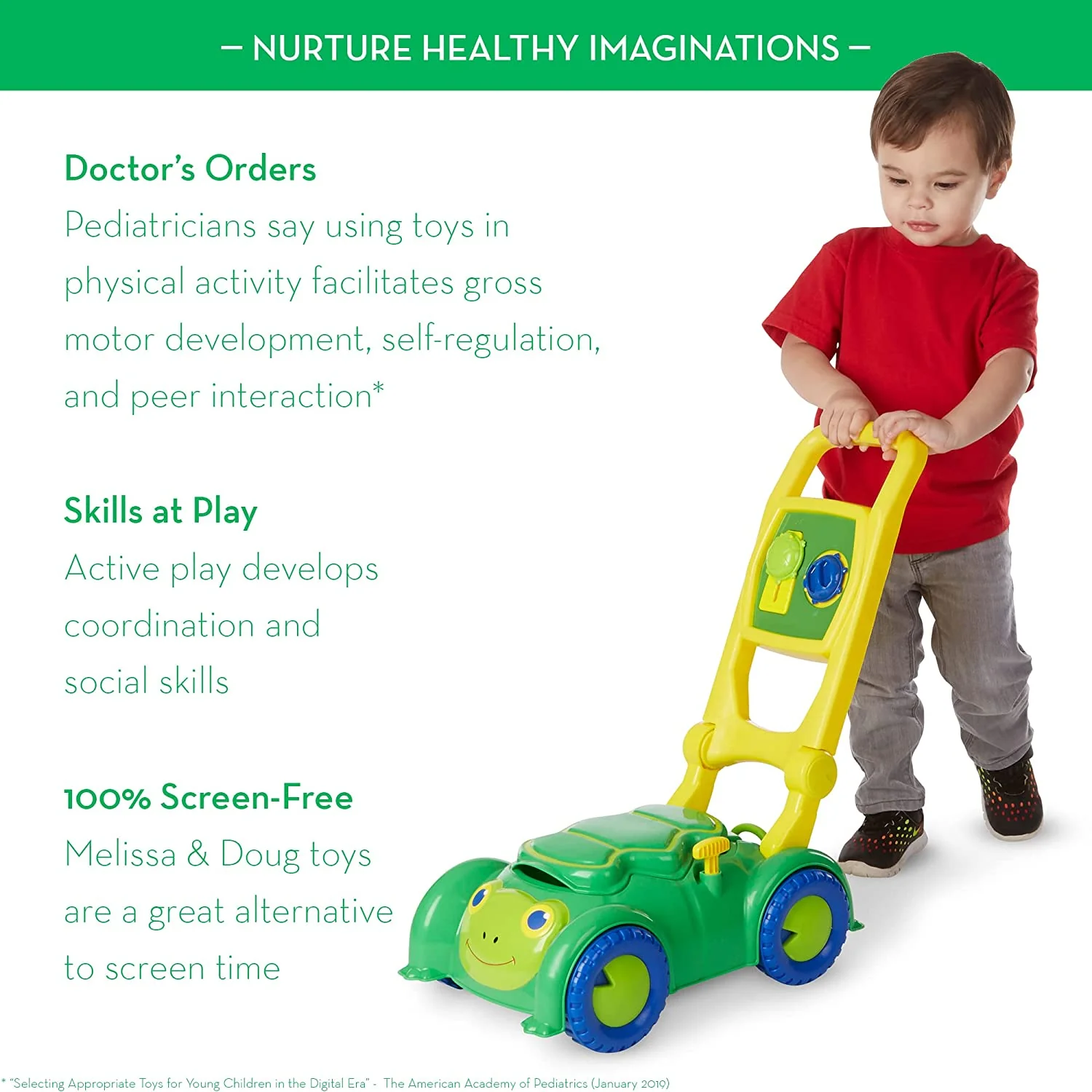 Melissa & Doug Sunny Patch Snappy Turtle Lawn Mower, Green - Image 3
