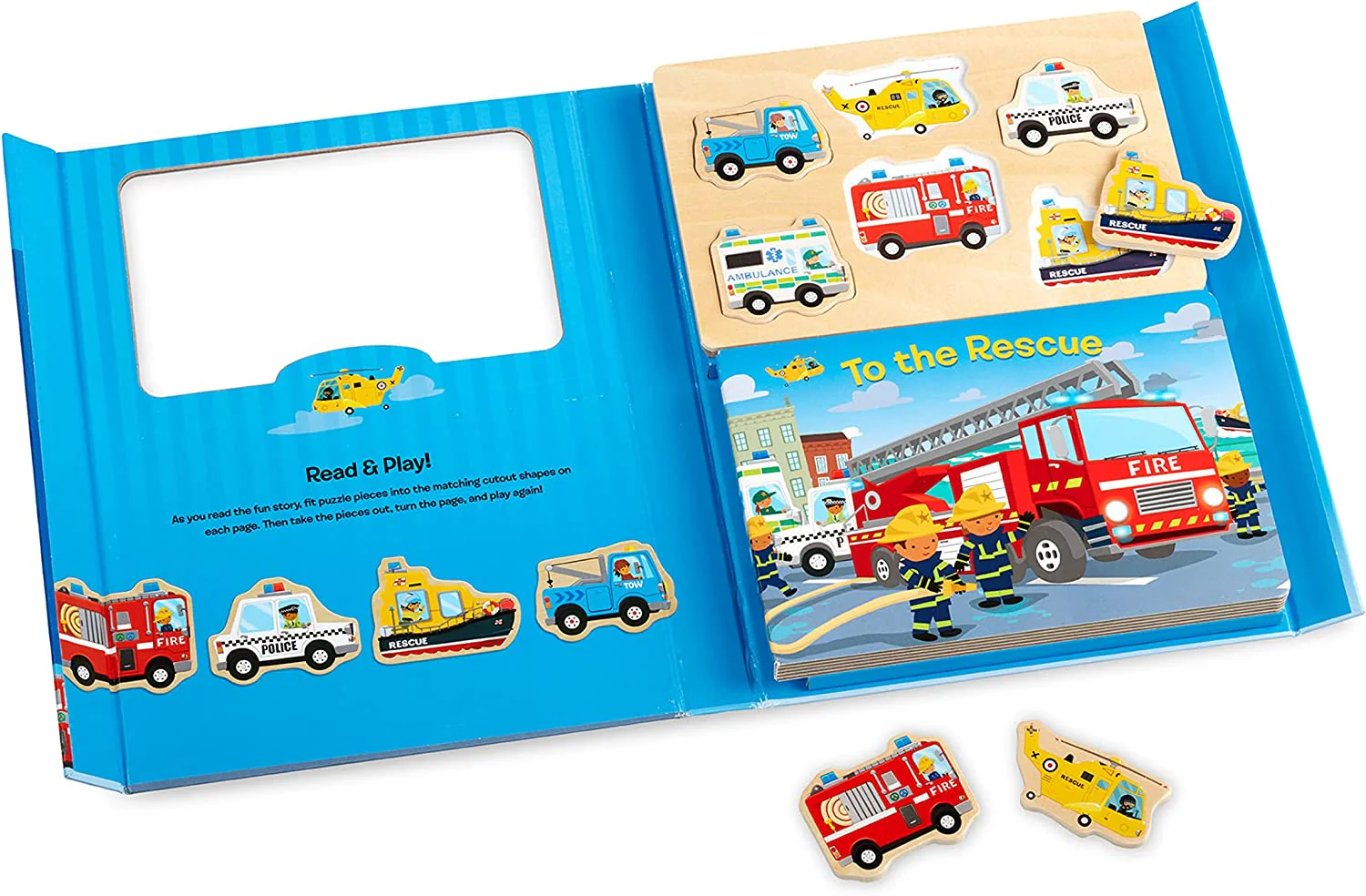 Melissa & Doug to The Rescue Book and Wooden 6-Piece Puzzle Play Set - Image 3