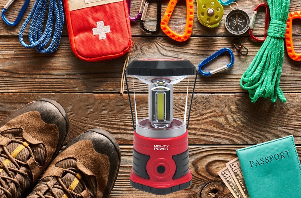 Mighty Power C.o.b. Led Lantern With Compass & Handle, Red-black, 750 Lumens - Image 2