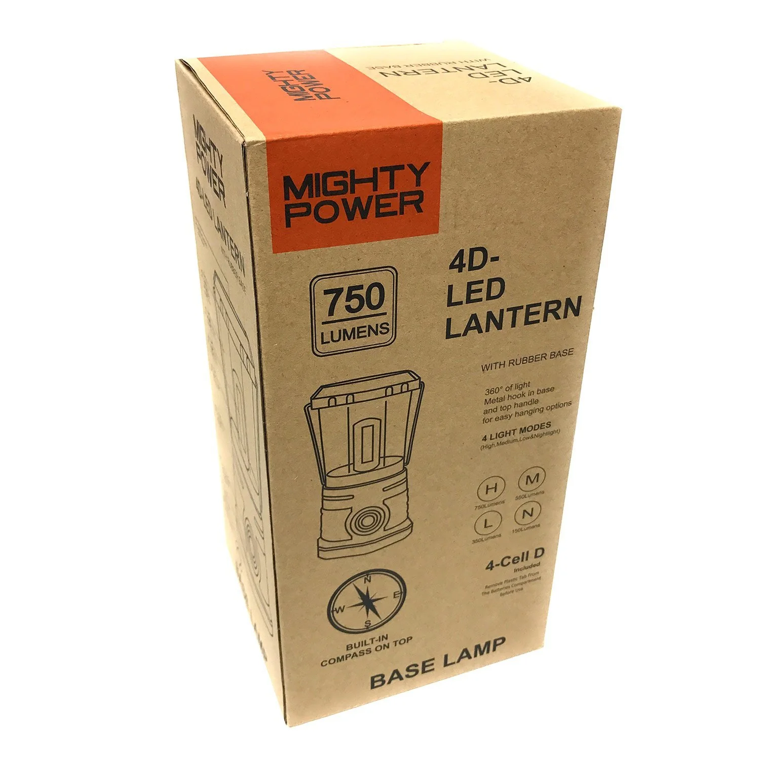 Mighty Power C.o.b. Led Lantern With Compass & Handle, Red-black, 750 Lumens - Image 5