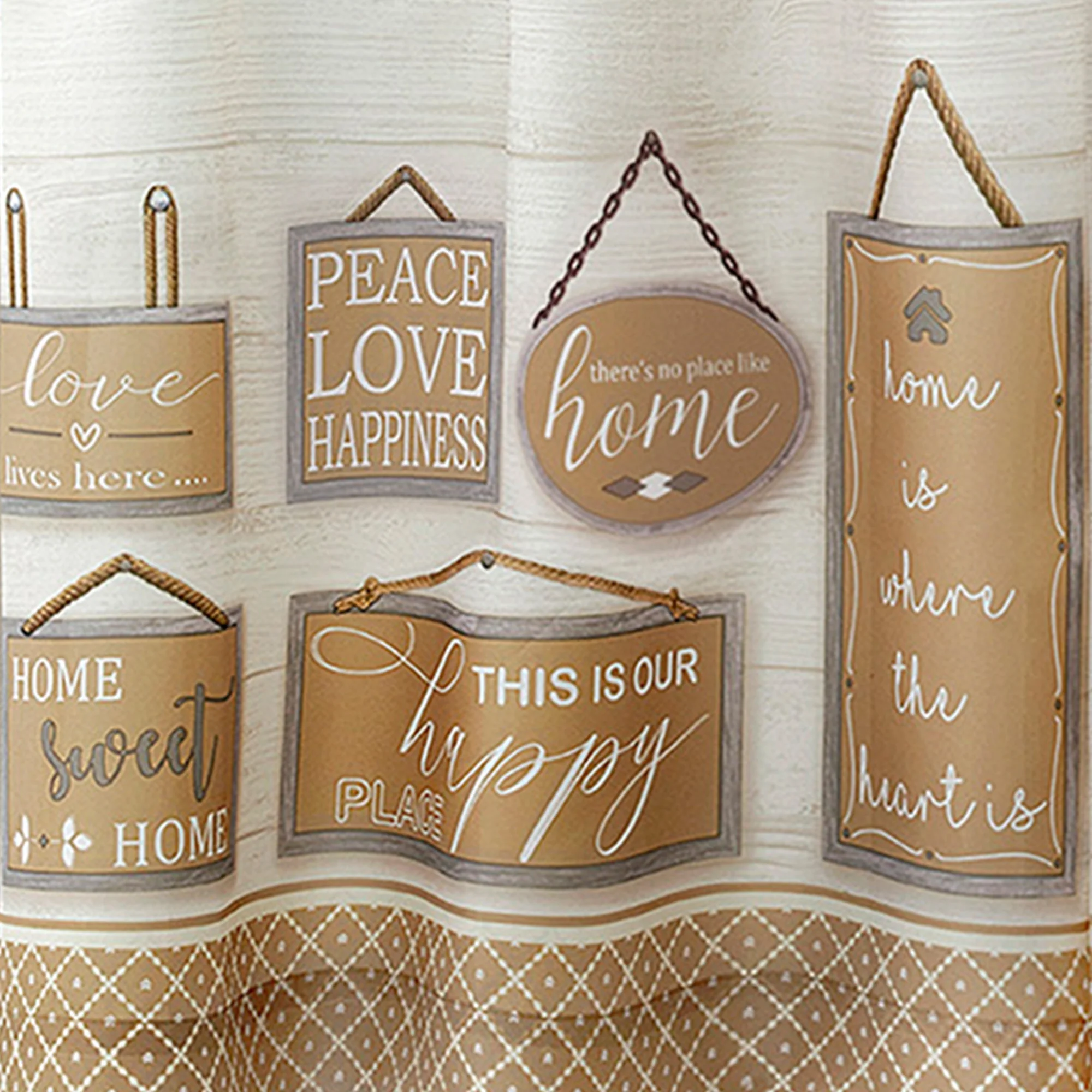 Modern Farmhouse Tier and Valance Window Curtain Set - 58x24 - Tan - Image 4