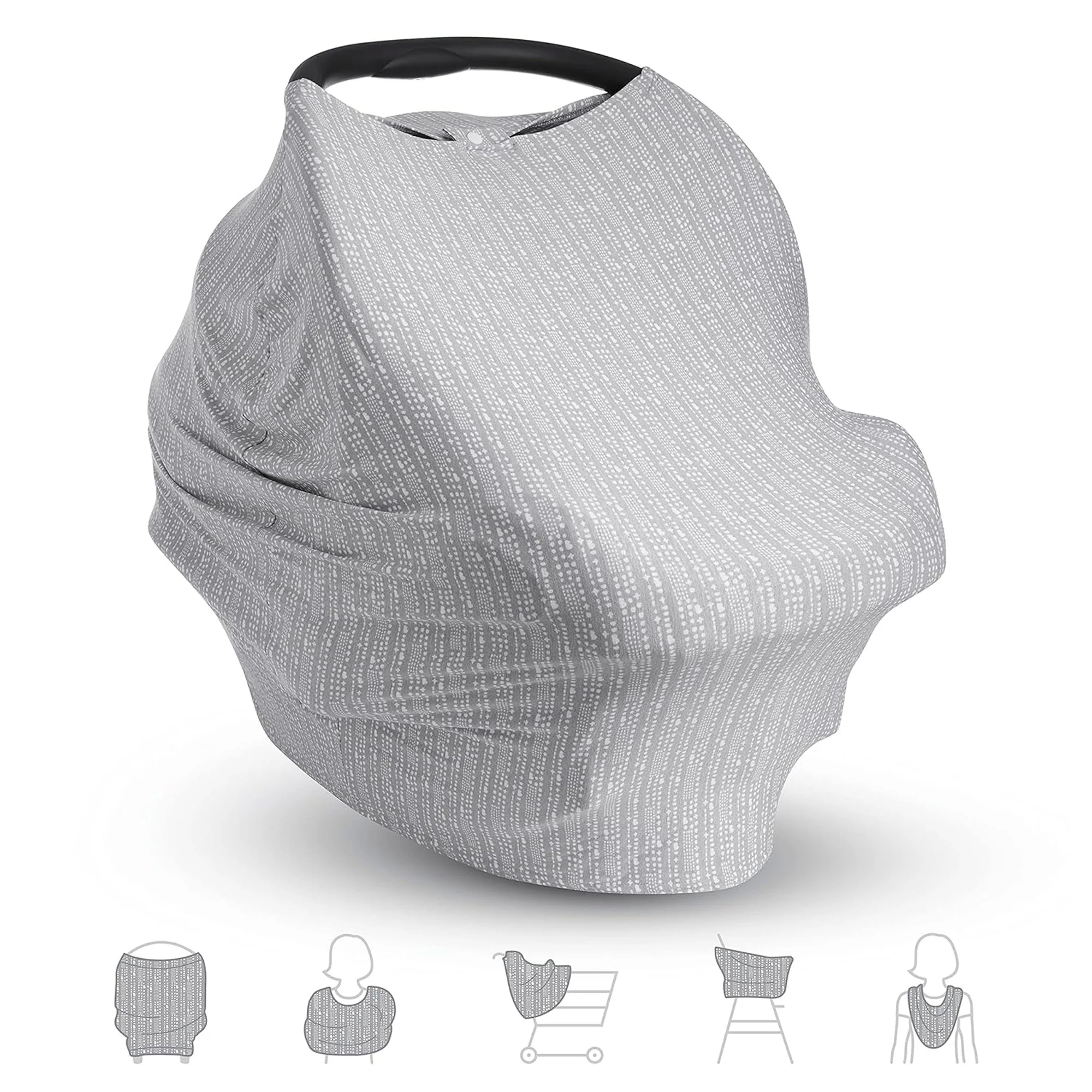 Munchkin 5-in-1 Antimicrobial Nursing Cover for Breastfeeding with Dotted Stripes, Gray
