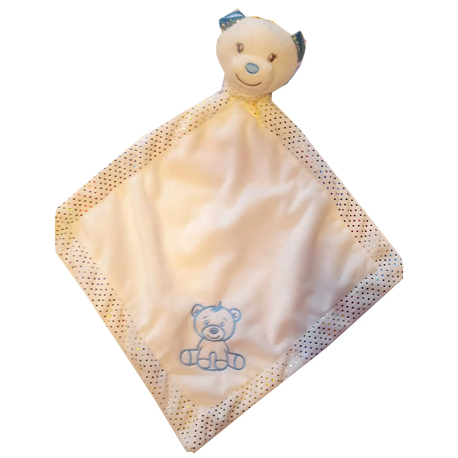 My 1st Cuddle Bear Baby Blanket with Rattle (Blue Bear), White