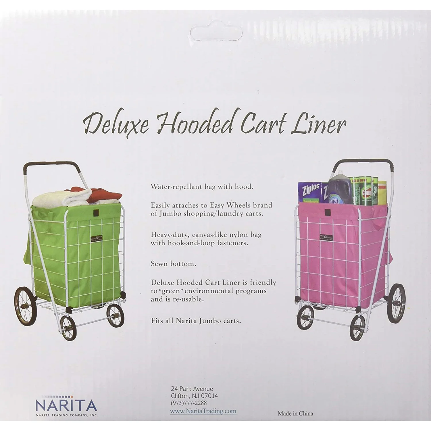 Narita Deluxe Waterproof Hooded Shopping Cart Liner, Pink, Jumbo - Image 4