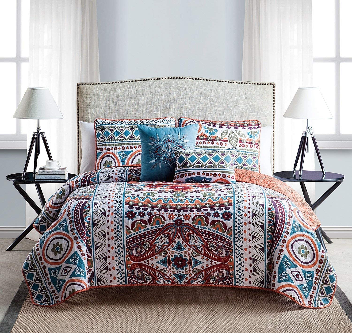 Natasha 5 Piece Quilt Set, Full-Queen, Multi - Image 2