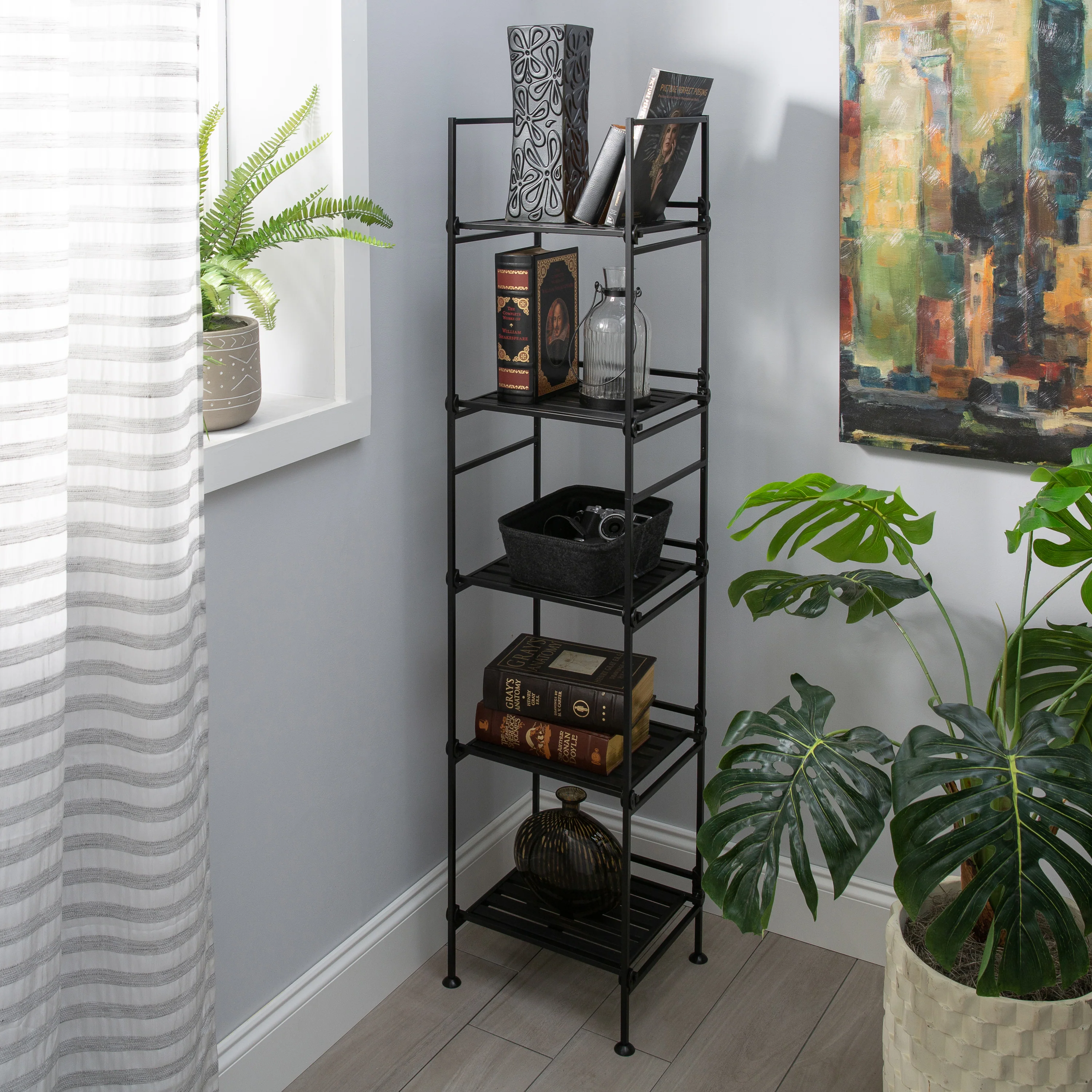 Neu Home 5 Tier Square Freestanding Shelf in Espresso - Image 2