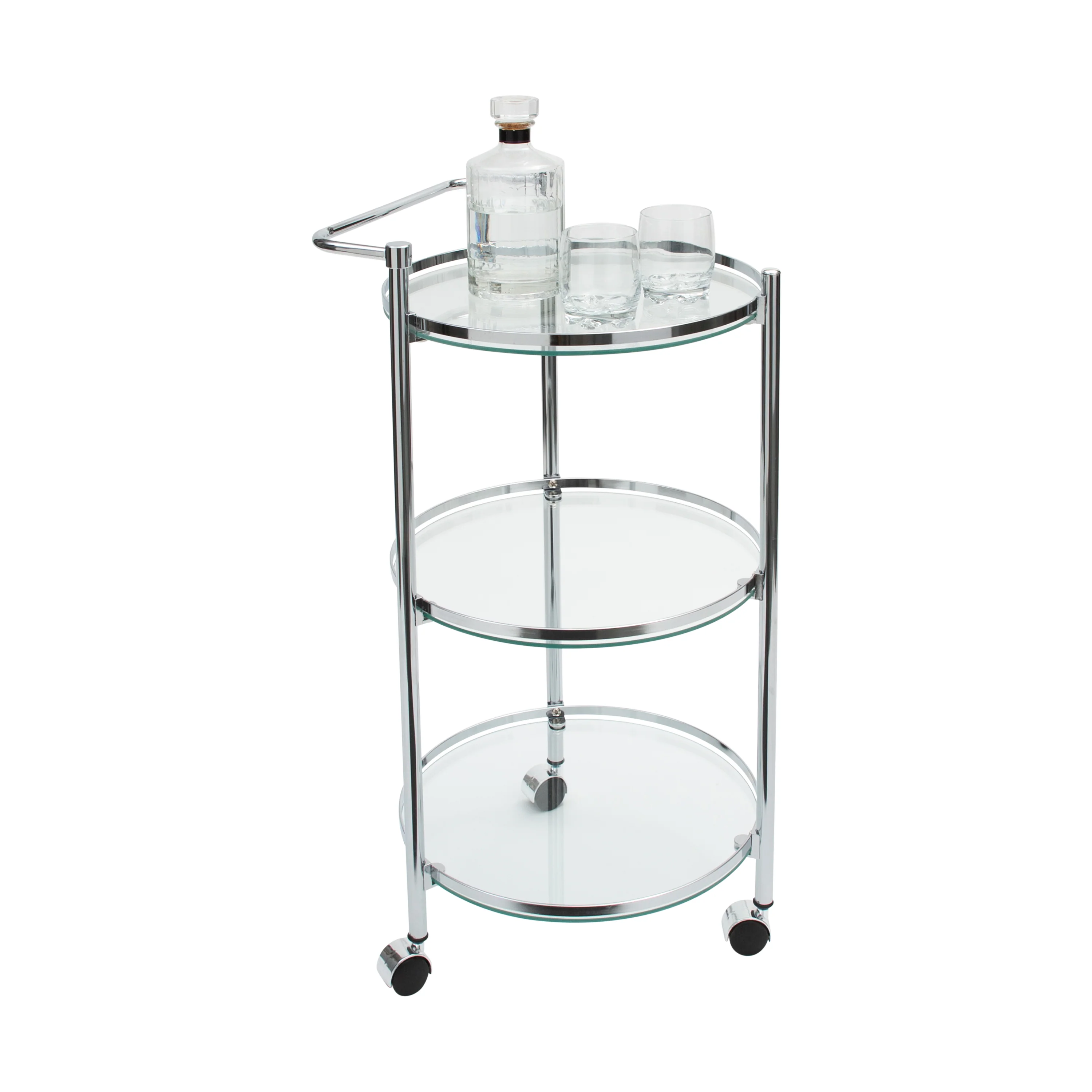 Neu Home Circular Tempered Glass Rolling Serving Cart - Image 2