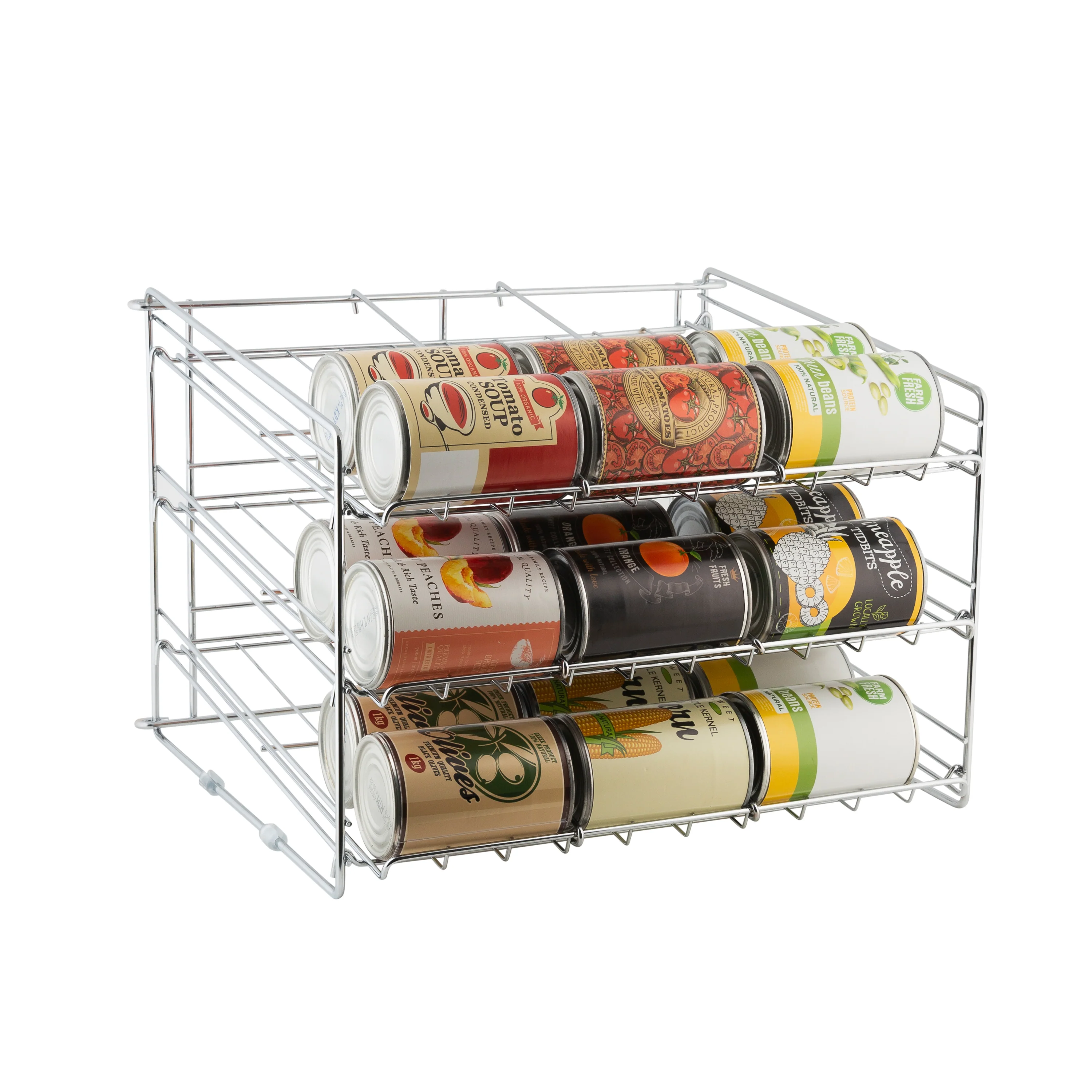Neu Home Deluxe 3 Tier Can Storage Rack in Chrome - Image 2