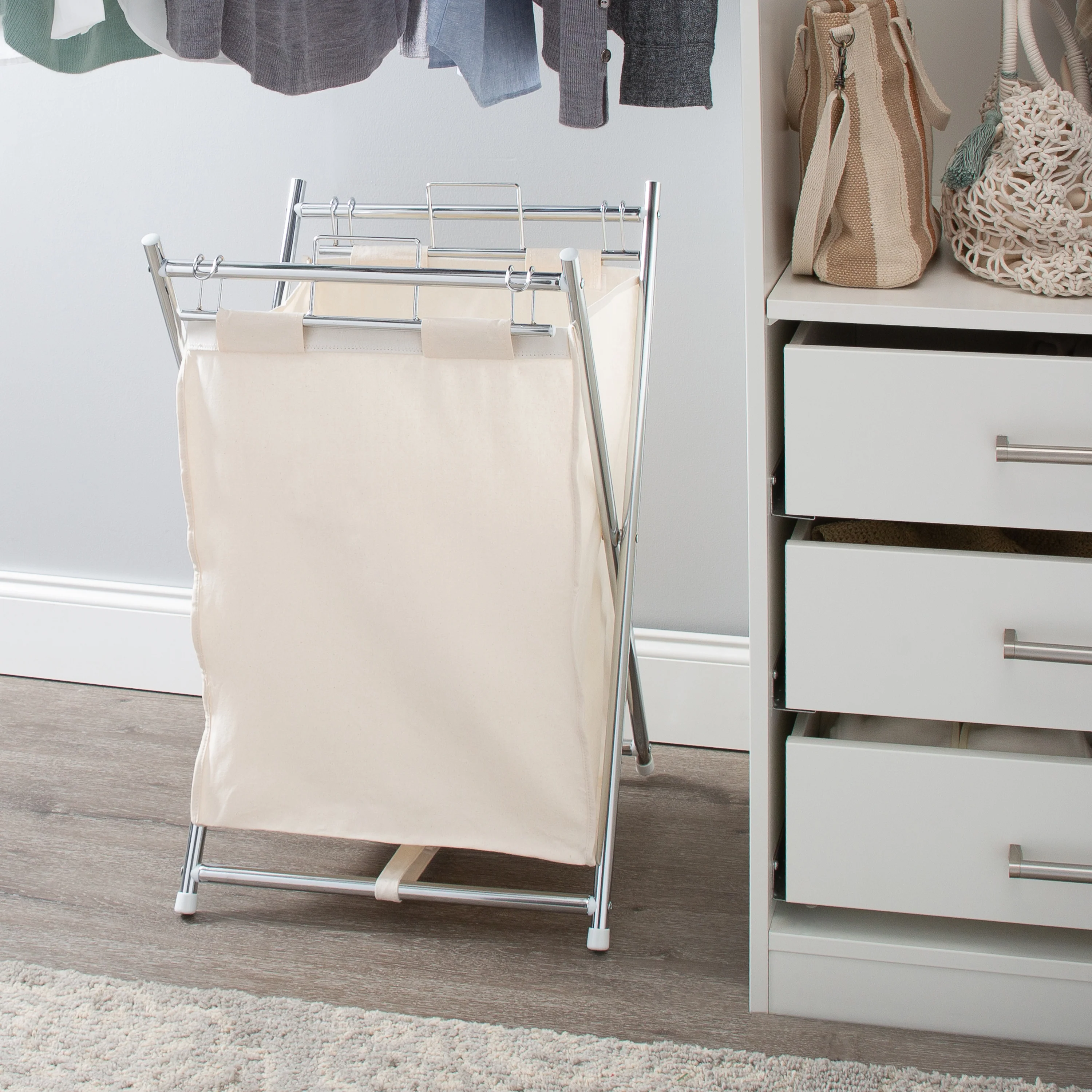 Neu Home Foldable Hamper with Removable Canvas Bag, Beige - Image 3