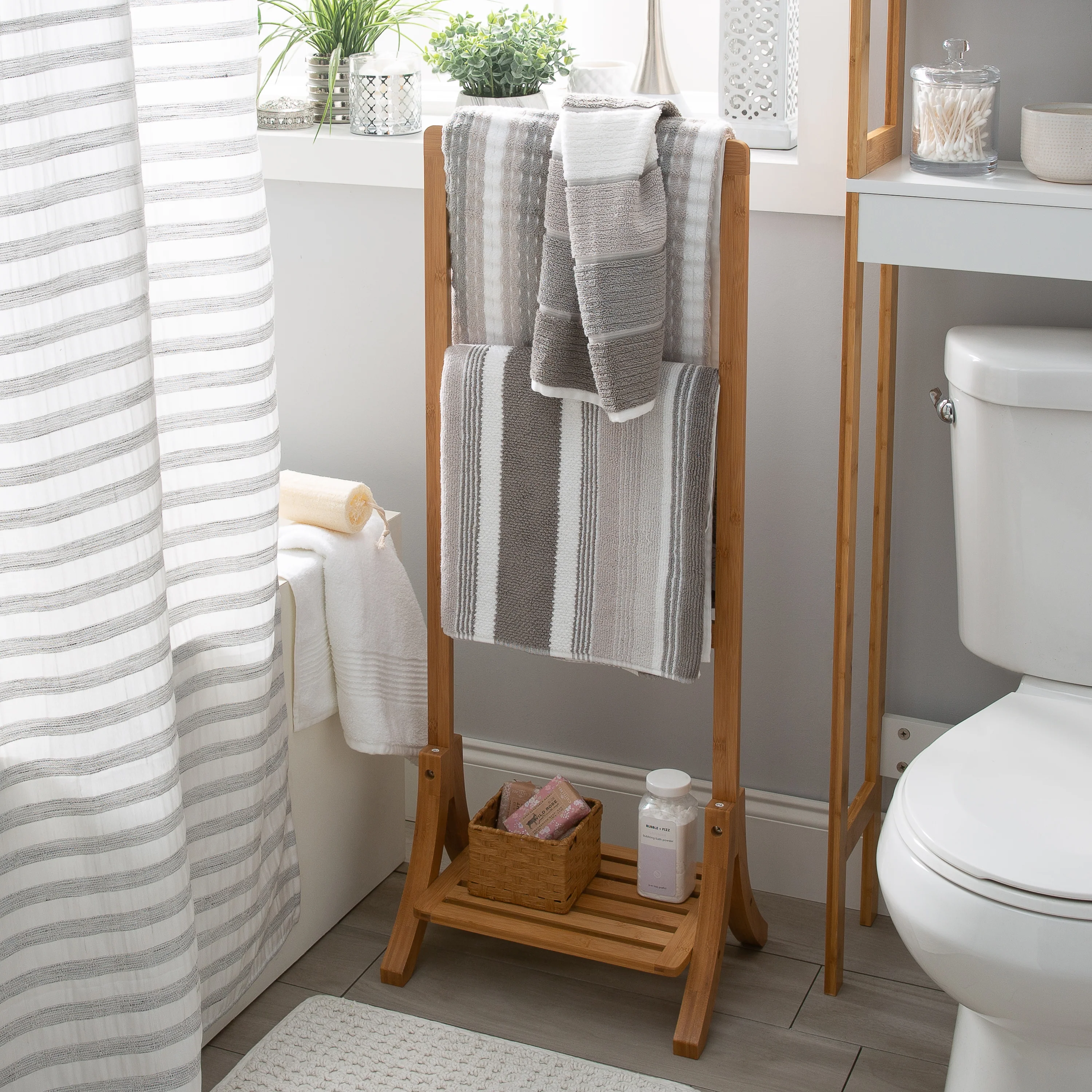 Neu Home Freestanding Bamboo Towel Rack - Image 2