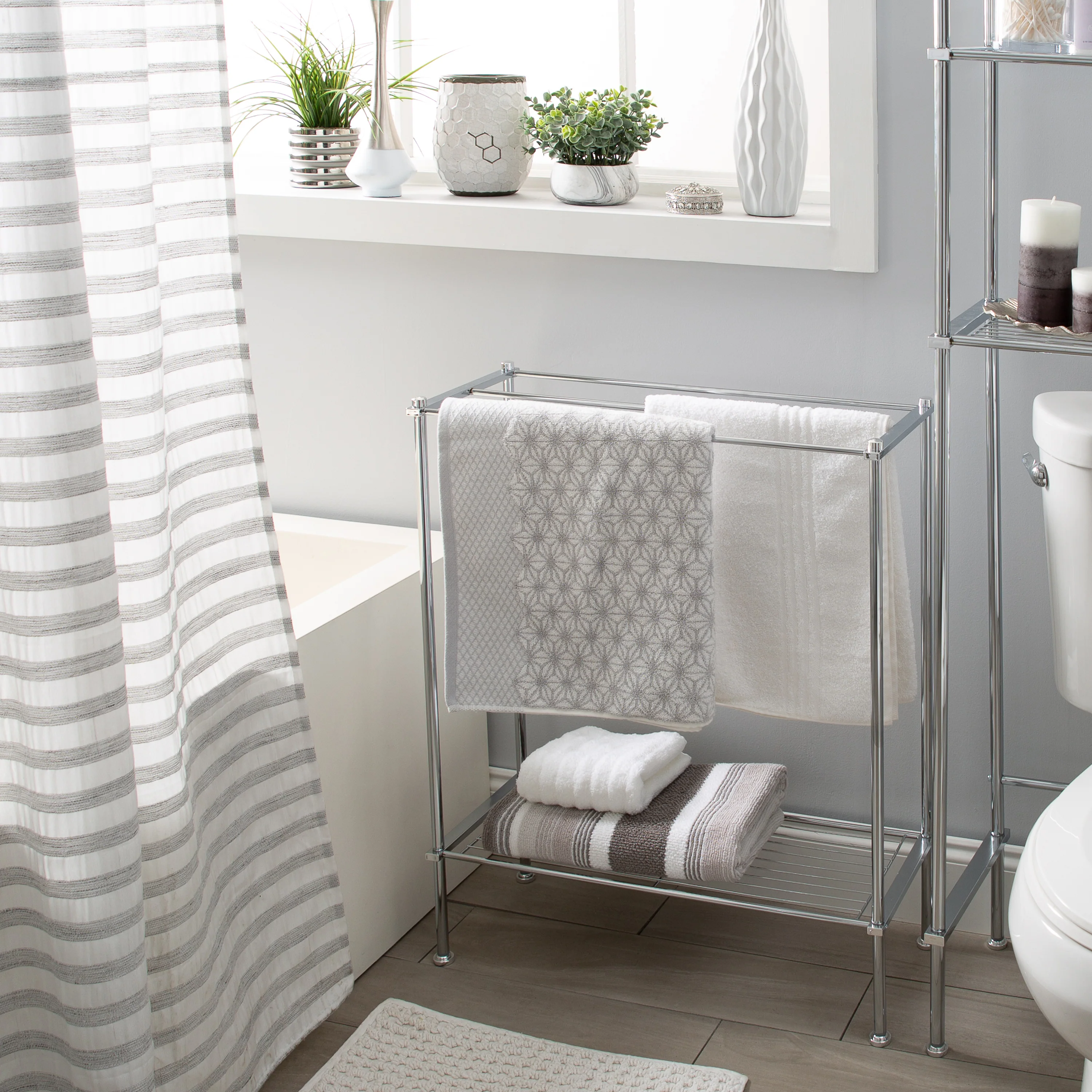 Neu Home Freestanding Towel Rack in Chrome - Image 3