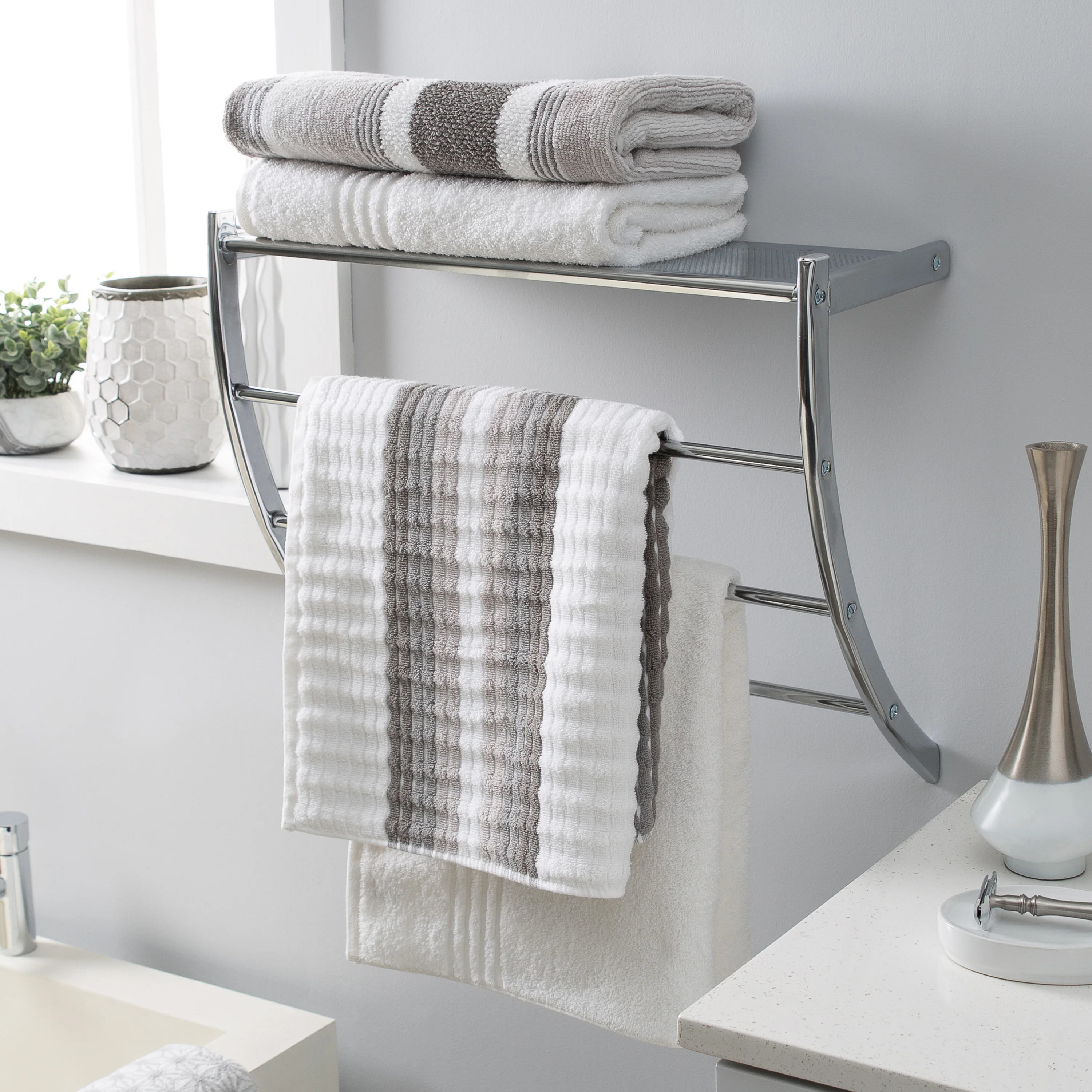 Neu Home Wall Mount Bathroom Shelf and Towel Bar - Image 3