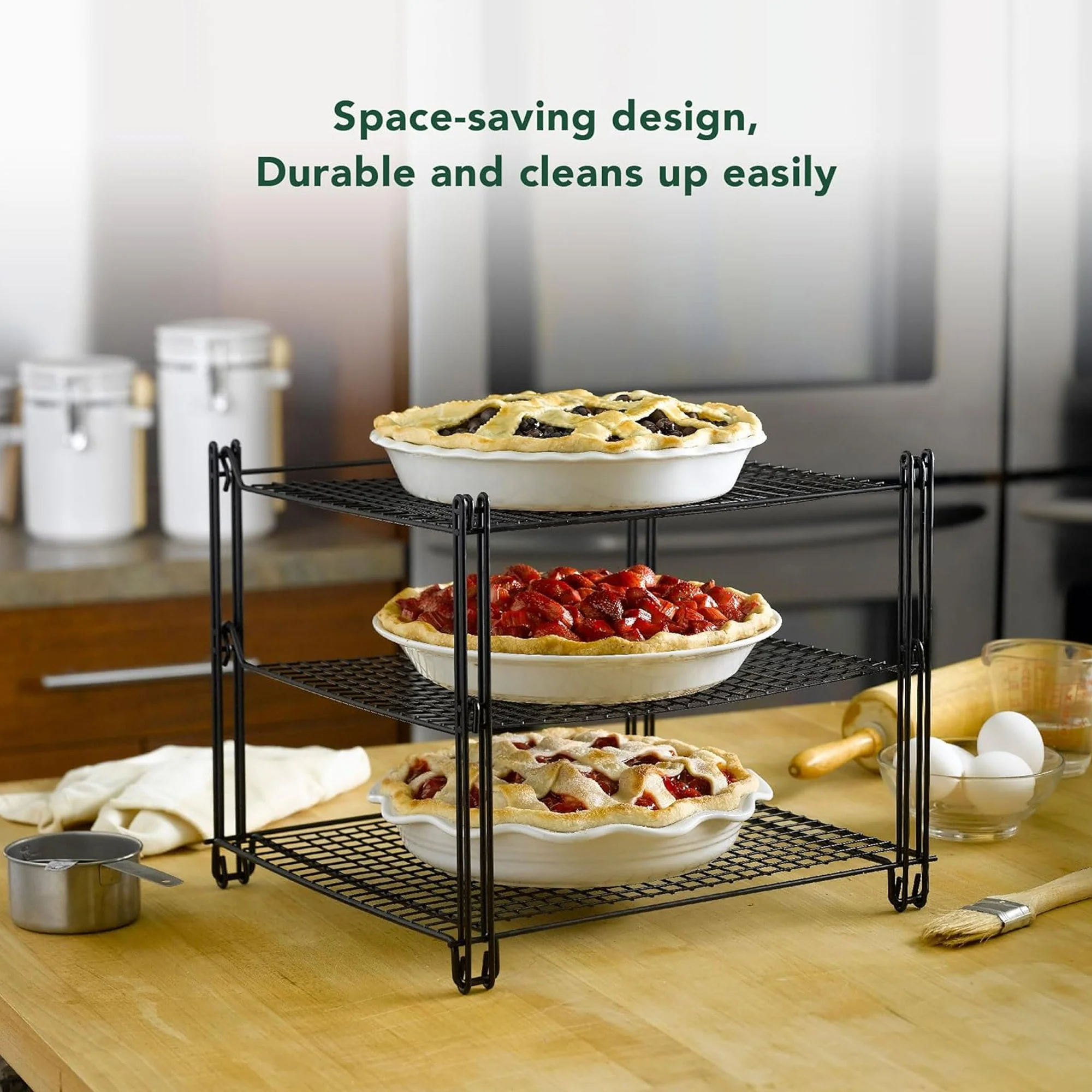 Nifty 3-Tier Non-Stick Coating Wired Cooling Rack Organizer, Black, 13.5x12x11.5 Inches - Image 6