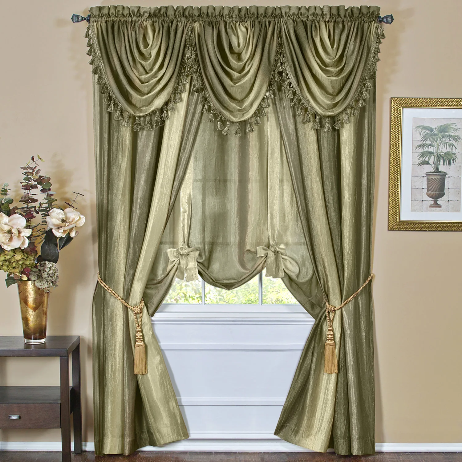 Ombre Crushed Satin Rod Pocket Window Panel and Valance Treatments, All Sold Separately - Image 18