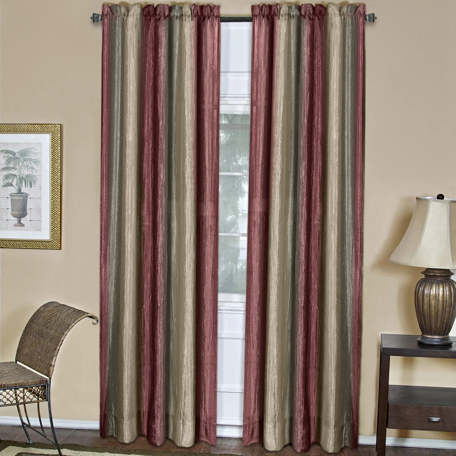 Ombre Crushed Satin Rod Pocket Window Panel and Valance Treatments, All Sold Separately - Image 19