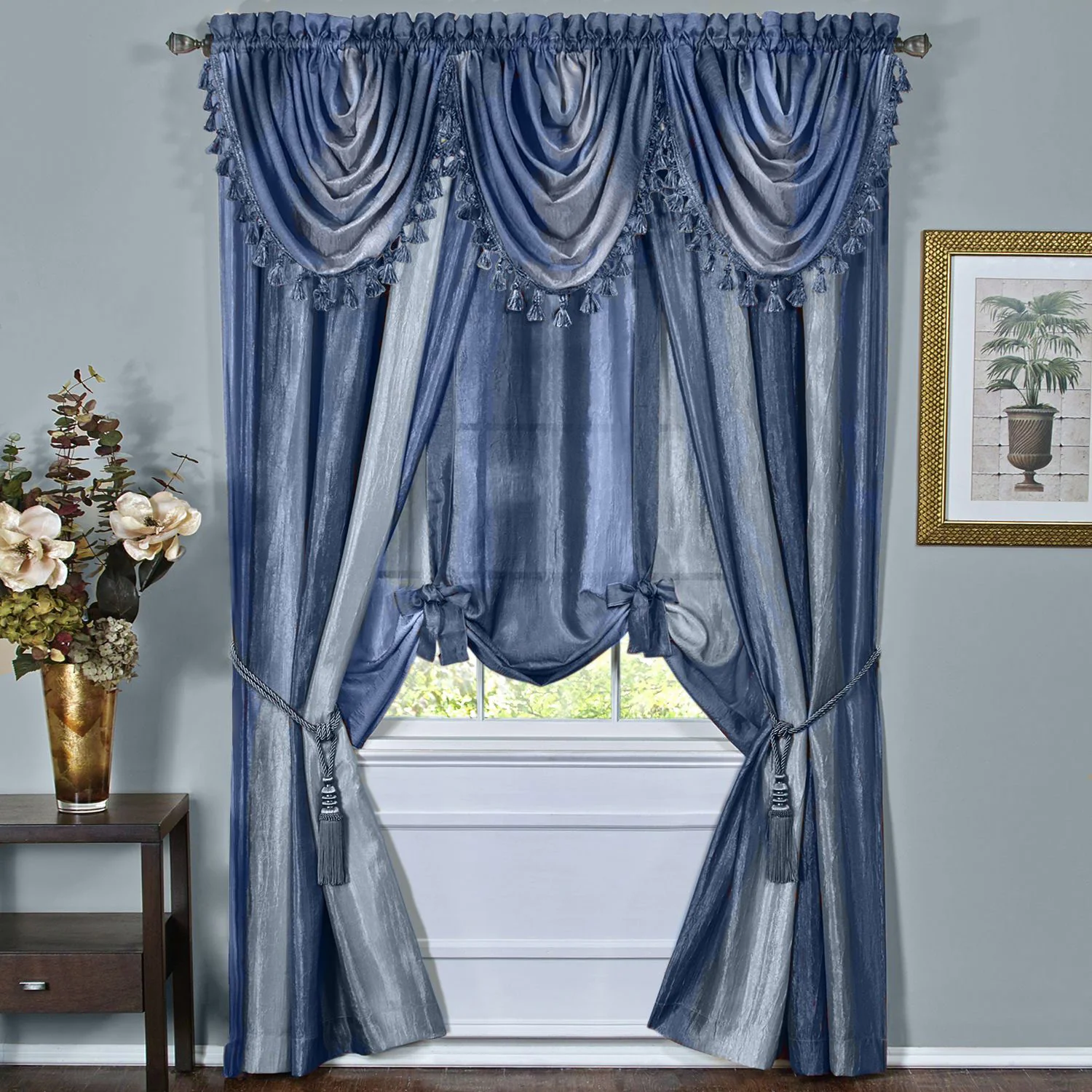Ombre Crushed Satin Rod Pocket Window Panel and Valance Treatments, All Sold Separately - Image 22