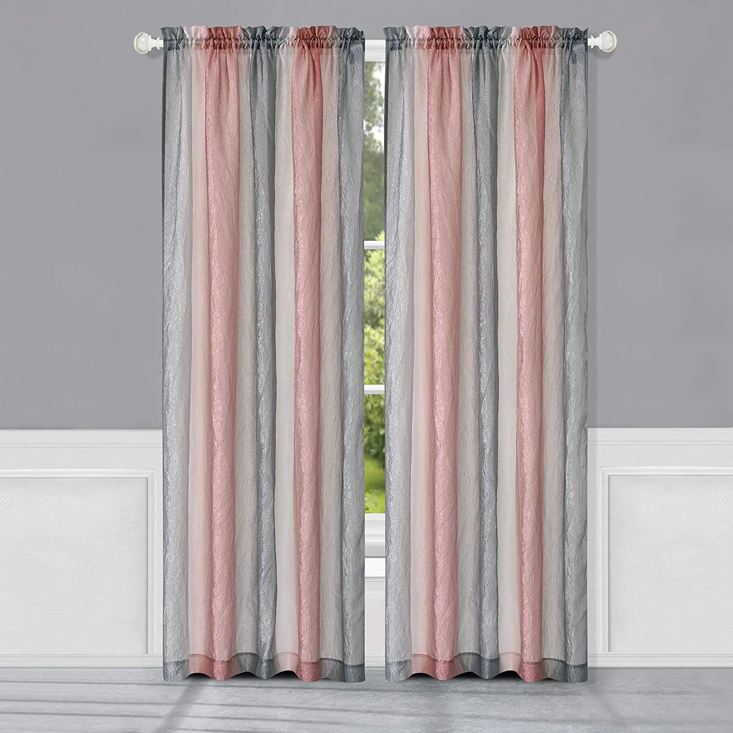 Ombre Crushed Satin Rod Pocket Window Panel and Valance Treatments, All Sold Separately - Image 23