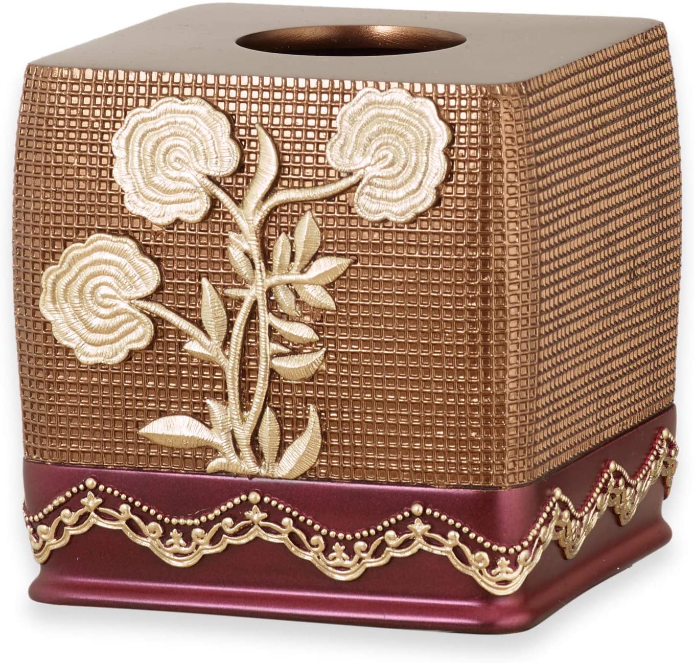 Ombre Rose Complete Bath Ensemble Decor Set, Burgundy-Gold, All Sold Separately - Image 3