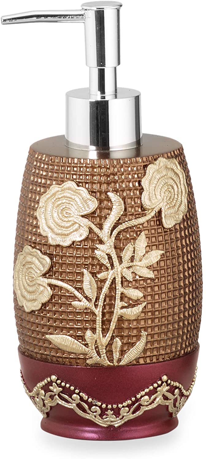 Ombre Rose Complete Bath Ensemble Decor Set, Burgundy-Gold, All Sold Separately - Image 4
