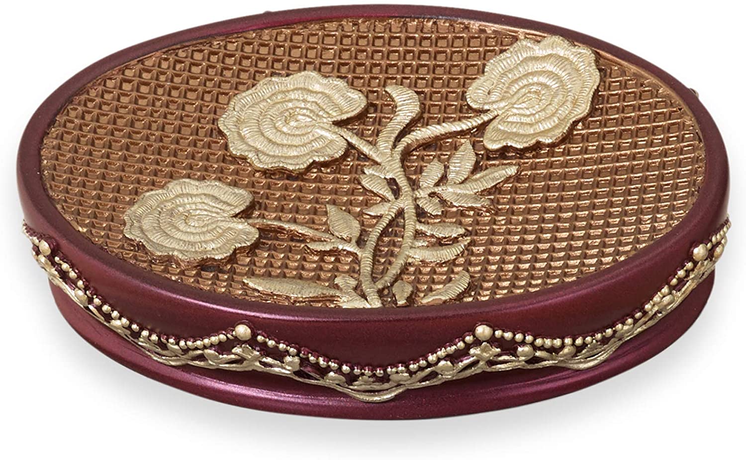 Ombre Rose Complete Bath Ensemble Decor Set, Burgundy-Gold, All Sold Separately - Image 5