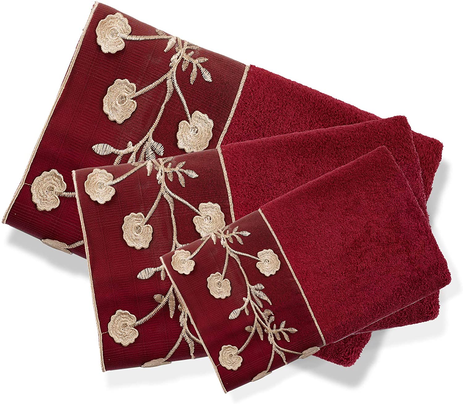 Ombre Rose Complete Bath Ensemble Decor Set, Burgundy-Gold, All Sold Separately - Image 7