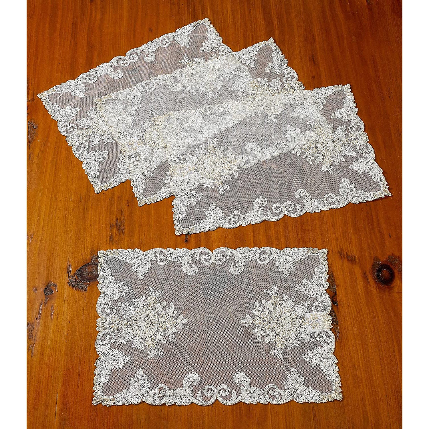Orchid Decorative Embroidered Lace Table Runner - Image 3