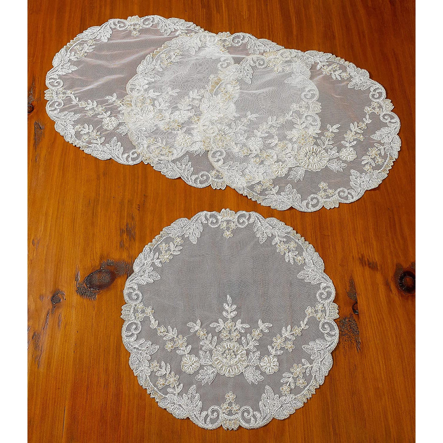Orchid Decorative Embroidered Lace Table Runner - Image 4
