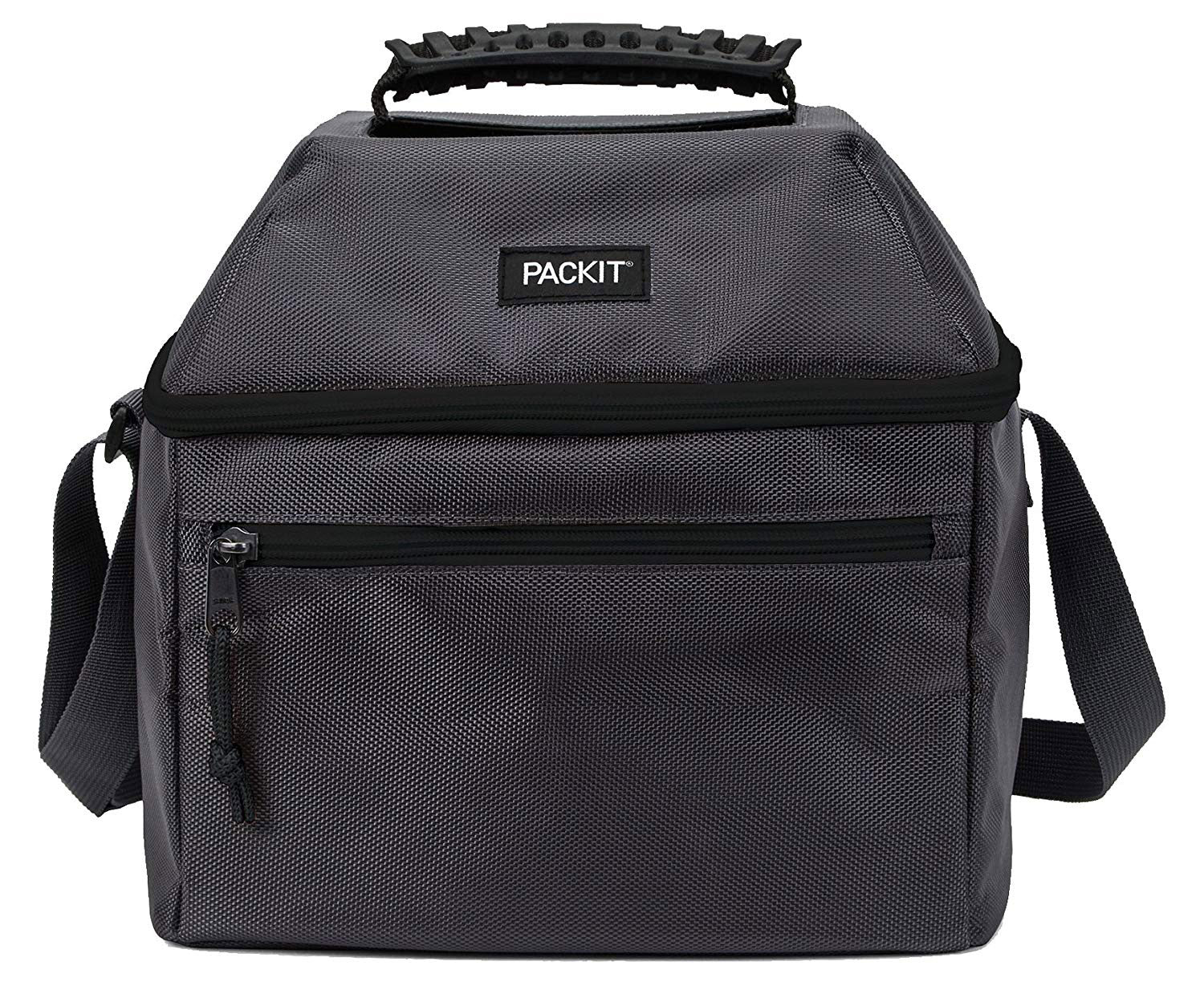 PackIt Freezable Canvas Utility Cooler Bag with Handle, 18 Can Capacity, Charcoal Grey - Image 2