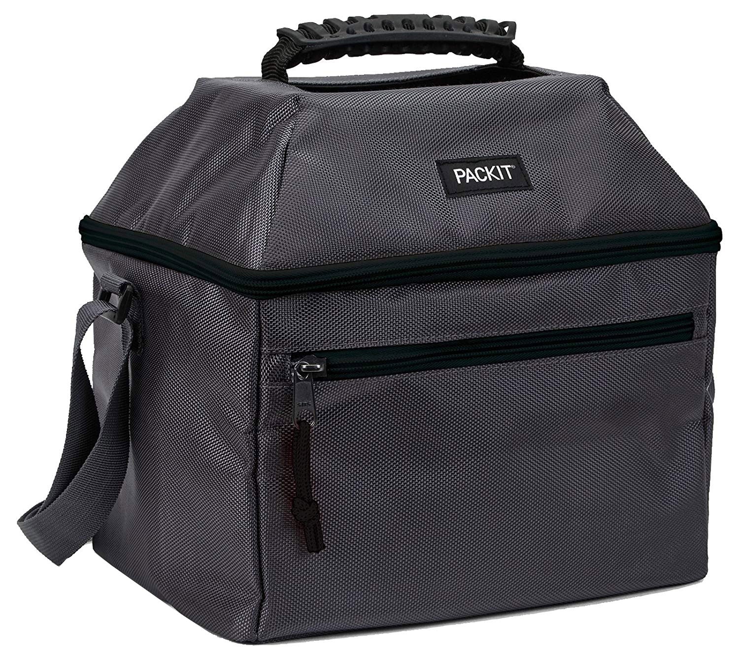 PackIt Freezable Canvas Utility Cooler Bag with Handle, 18 Can Capacity, Charcoal Grey - Image 3