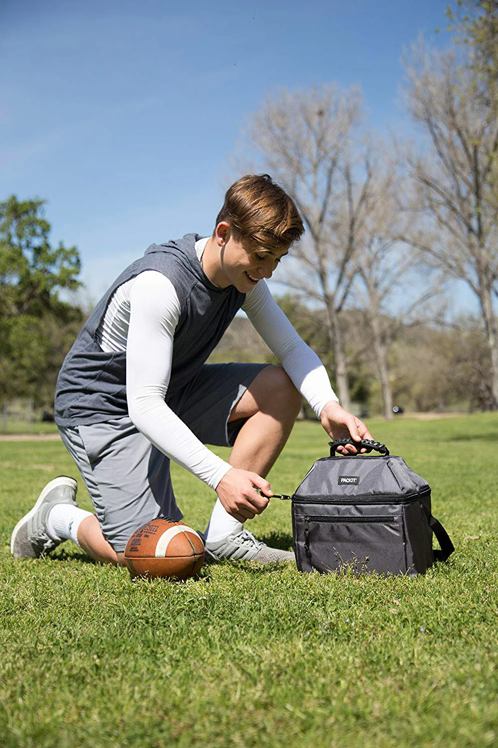 PackIt Freezable Canvas Utility Cooler Bag with Handle, 18 Can Capacity, Charcoal Grey - Image 7