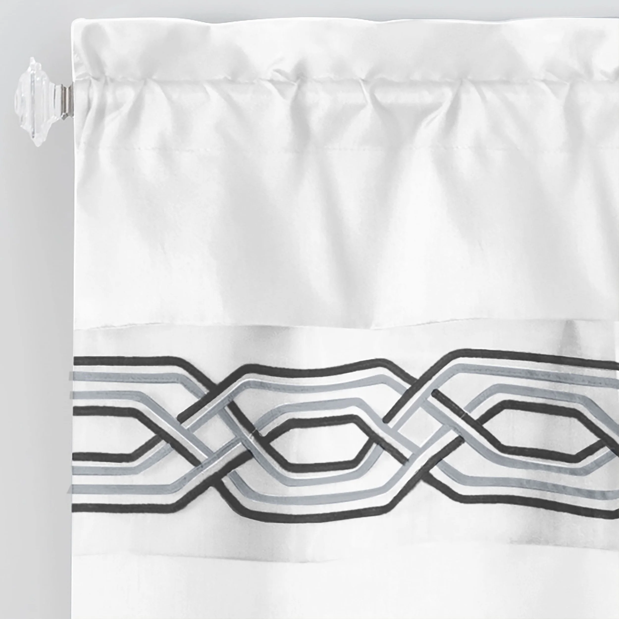 Paige Embroidered Kitchen Curtain and Valance Set, Tiers 55x36, Valance 55x13 Inches - Image 3