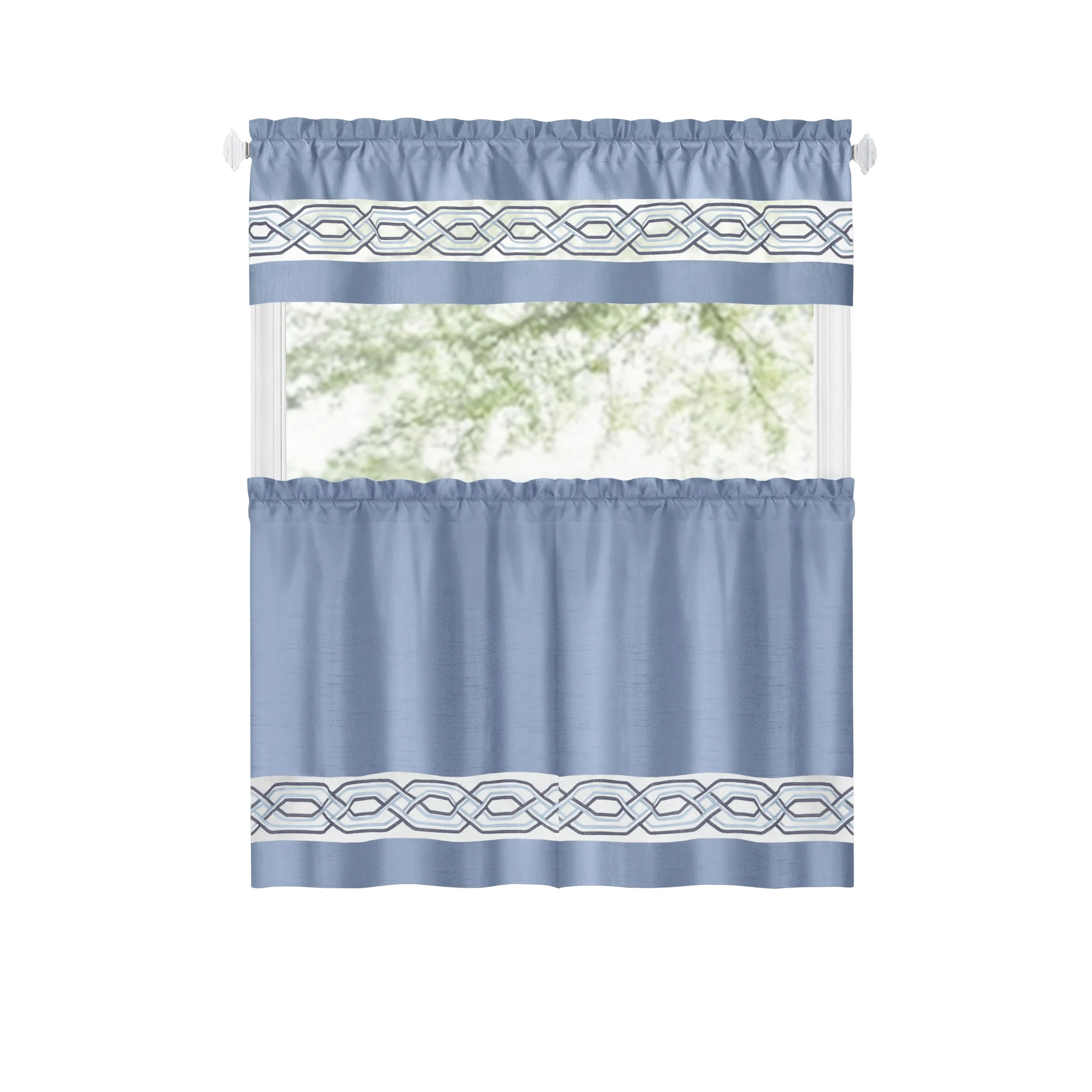 Paige Embroidered Kitchen Curtain and Valance Set, Tiers 55x36, Valance 55x13 Inches - Image 34