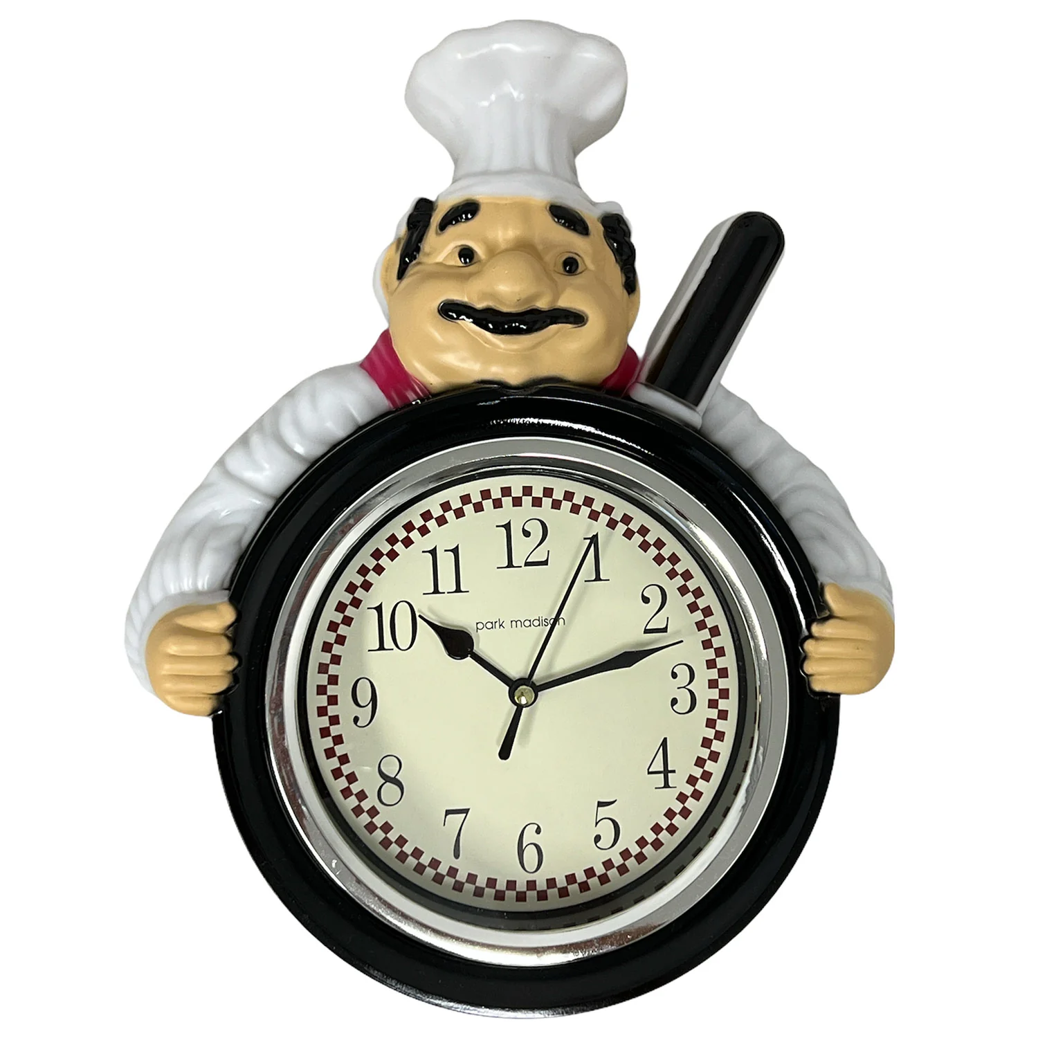 Park Madison Kitchen Chef Wall Clock, Black, 11 Inches