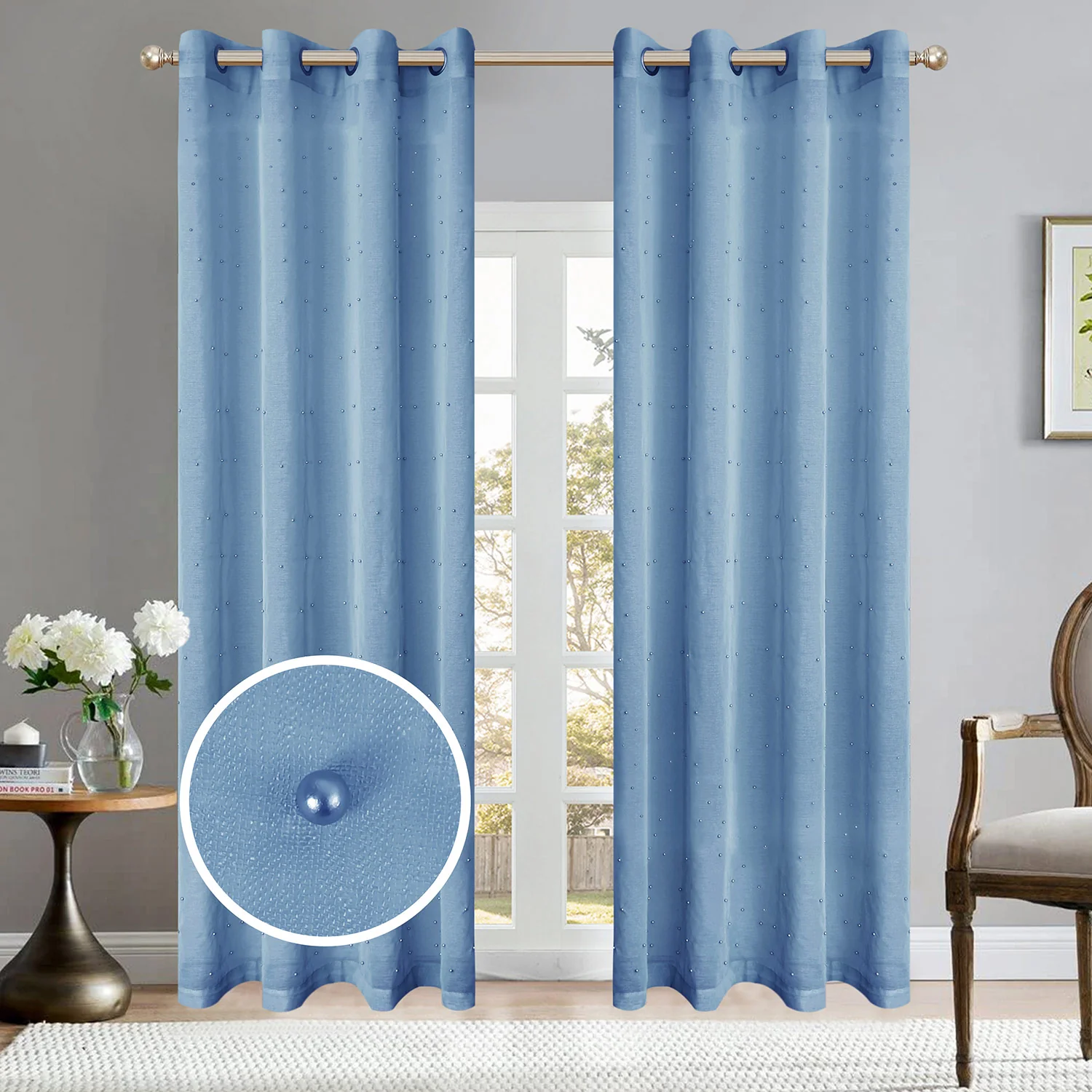 Pearl Design Sheer Grommet Window Panel, 54x84 Inches - Image 2