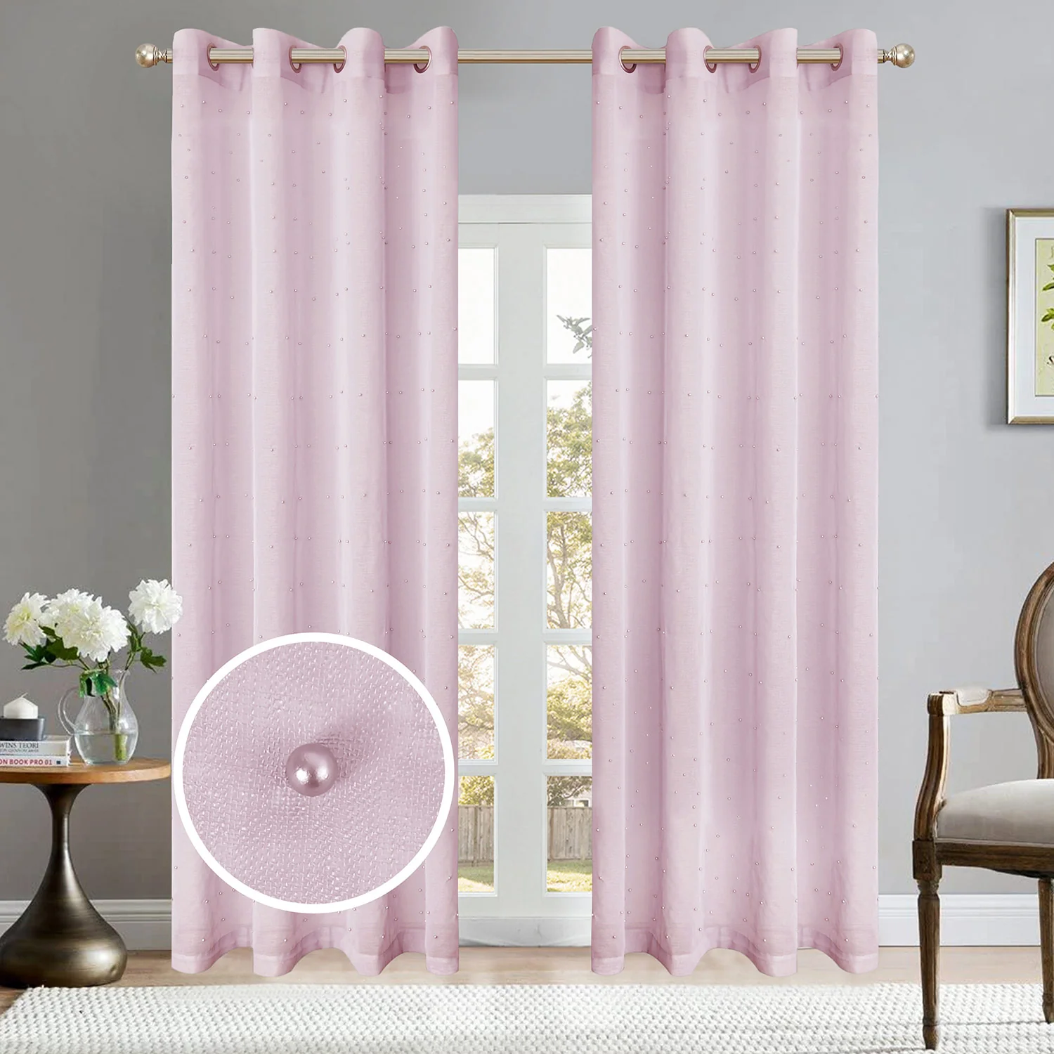 Pearl Design Sheer Grommet Window Panel, 54x84 Inches - Image 3