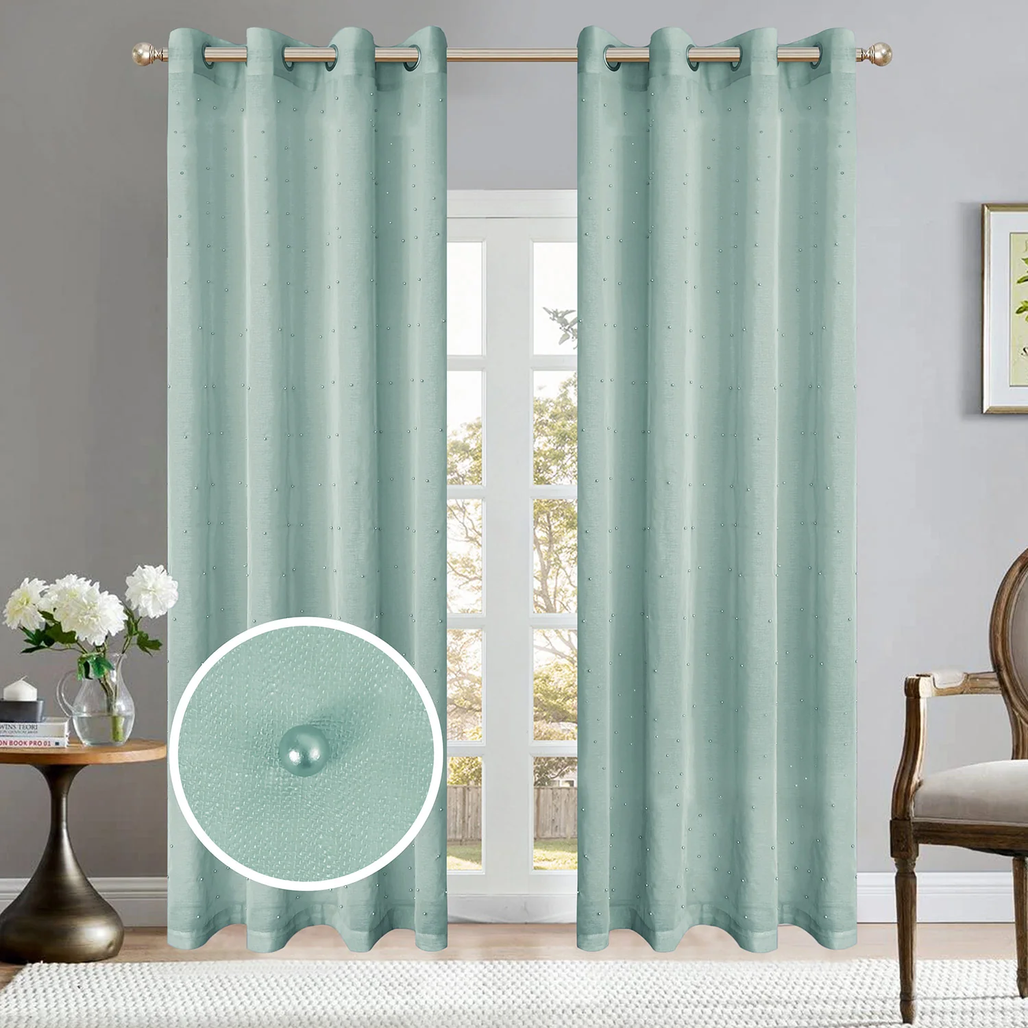 Pearl Design Sheer Grommet Window Panel, 54x84 Inches - Image 6