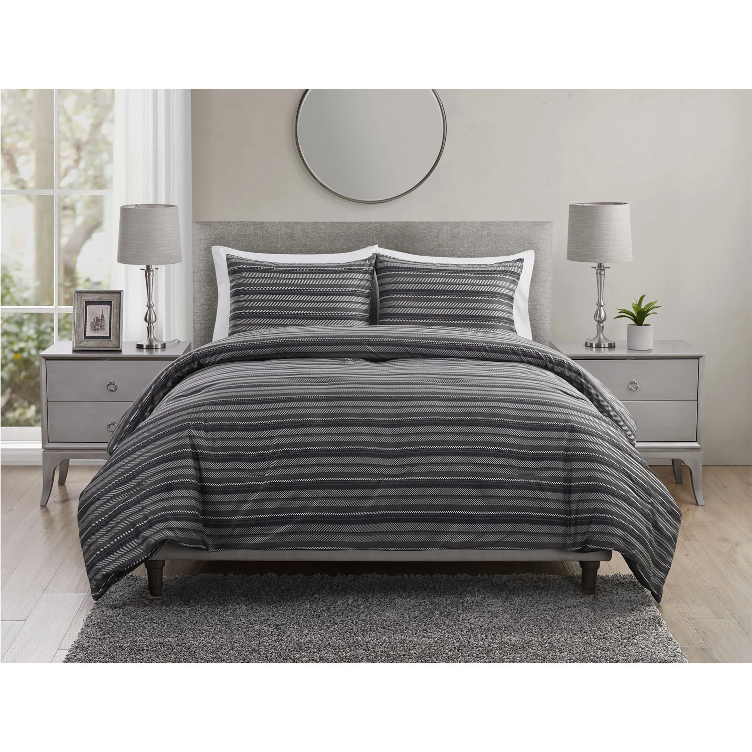 Perry Ellis Portfolio Berit Comforter Set Soft & Lightweight Bedding with Stripe Design