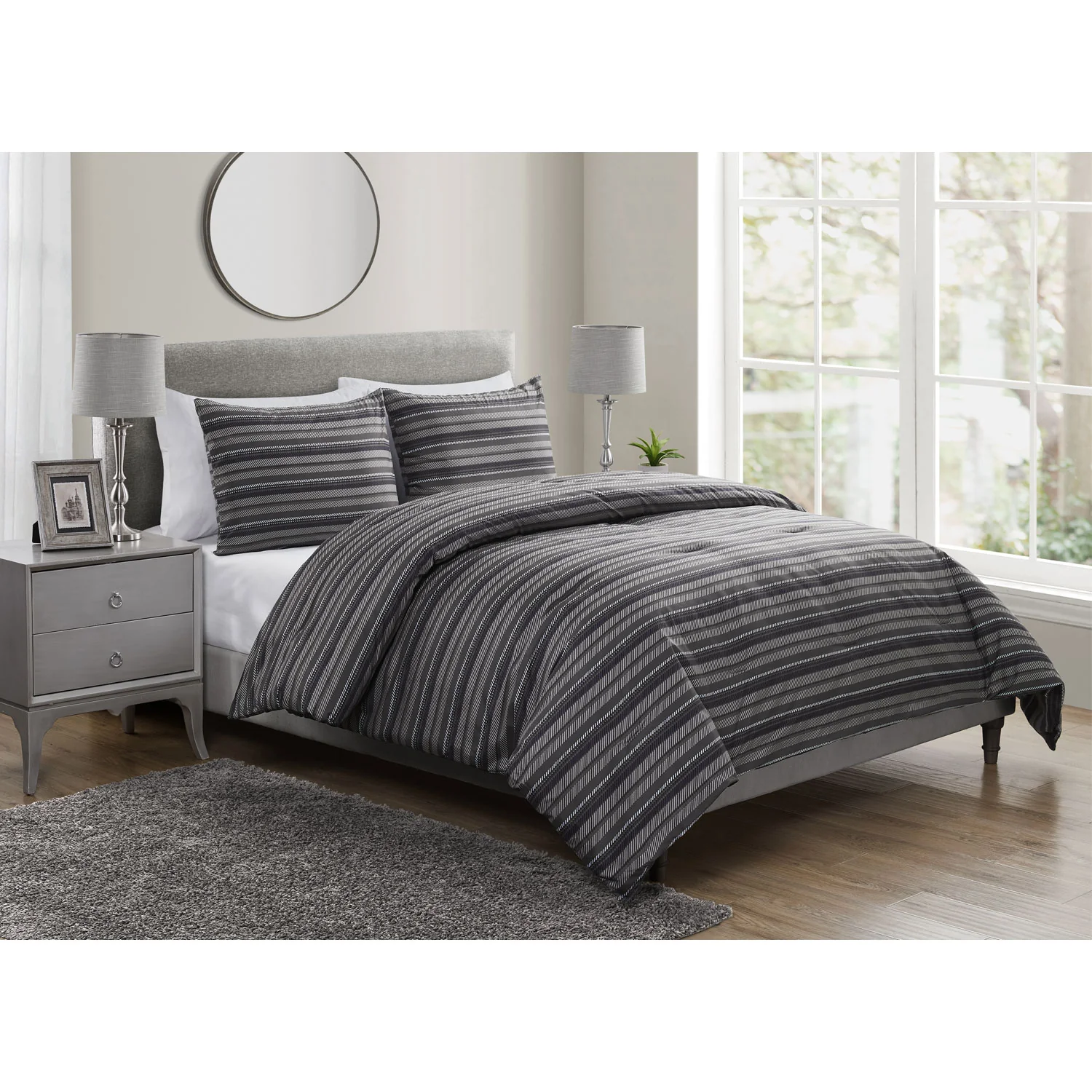 Perry Ellis Portfolio Berit Comforter Set Soft & Lightweight Bedding with Stripe Design - Image 4