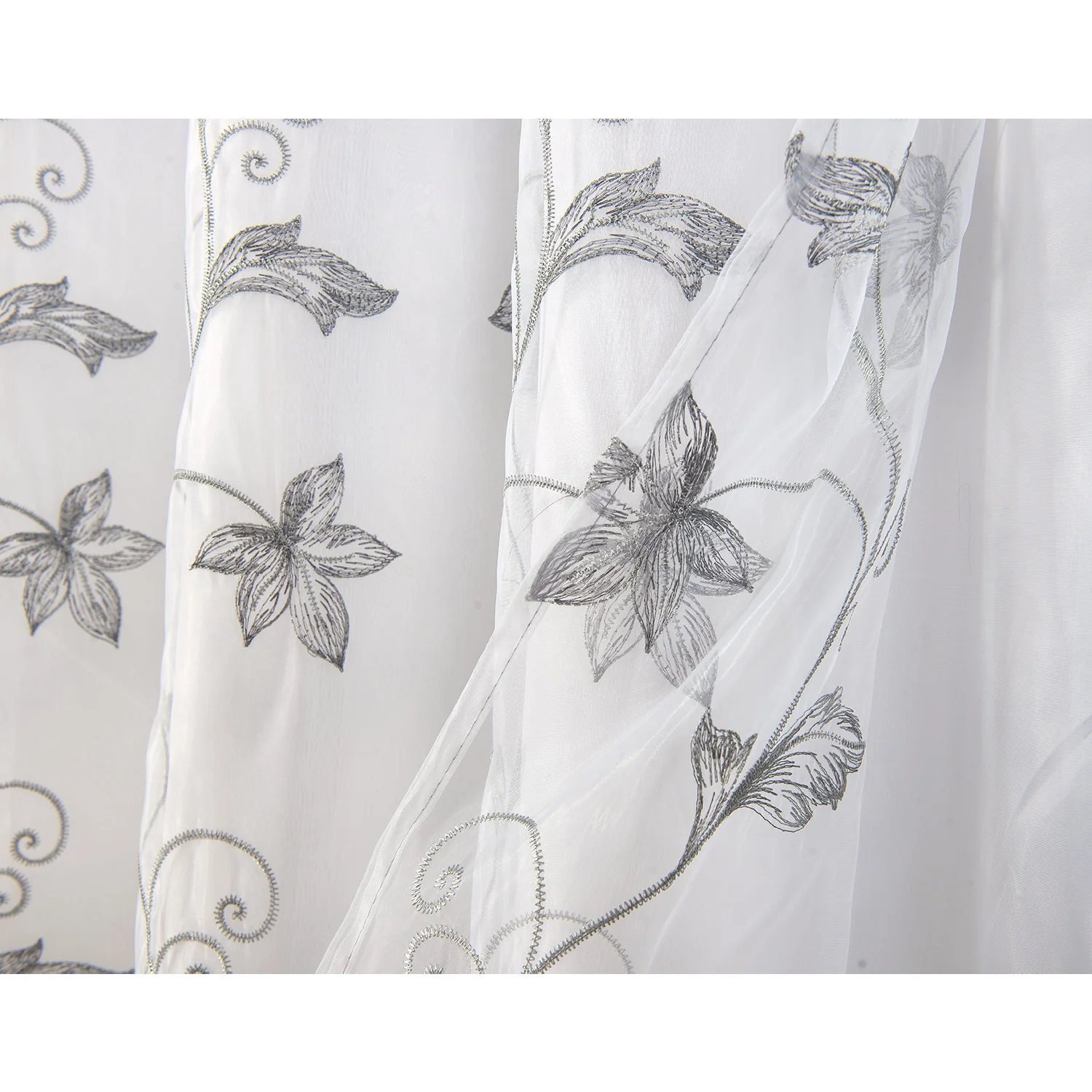 Pia Embroidered Rod Pocket Panel With Attached Valance and Backing, 54x90 Inches - Image 11