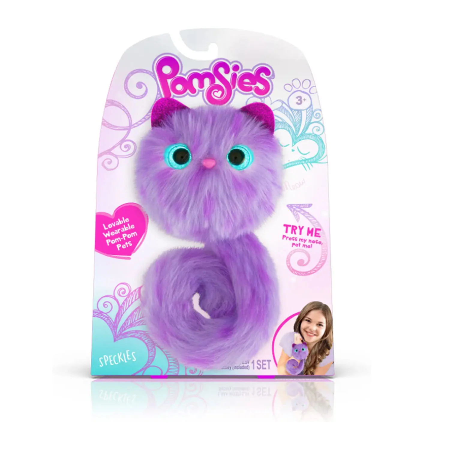 Pomsies Speckles Plush Pom-Pom Interactive Toys, Purple/Lavender - Image 3