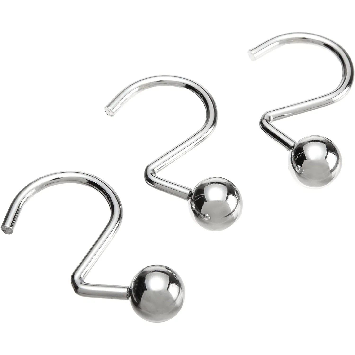 Popular Bath Ball Metal Shower Curtain Hooks, Chrome, 12 Pack